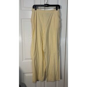Norton McNaughton Women's Linen Blend Wide-Leg Pants Size Large Butter Yellow